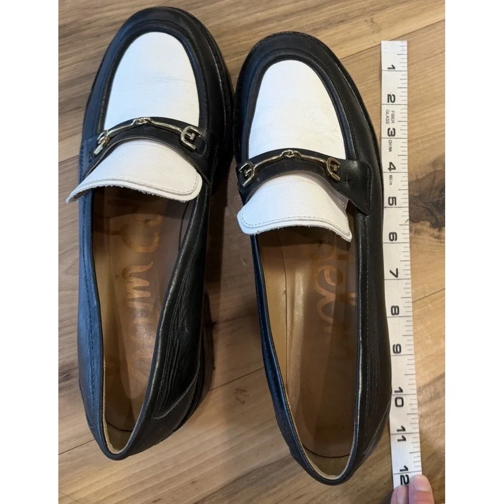 Sam Edelman Tully Bit Loafers Womens 9M Black White Leather Lug Sole Shoes - Picture 16 of 16